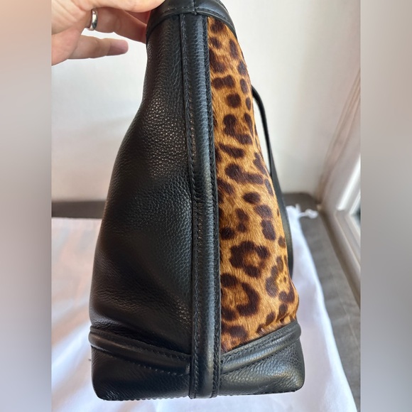 NWT Brighton Leopard Lex Tote Uptown Spots Black Leather Embroidered Flowers - Picture 5 of 15